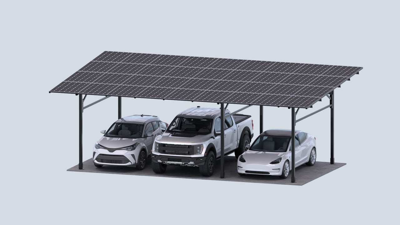 Chiko USA Premier Residential Steel Carport | Black | Solar Pergola | Solar Gazebo