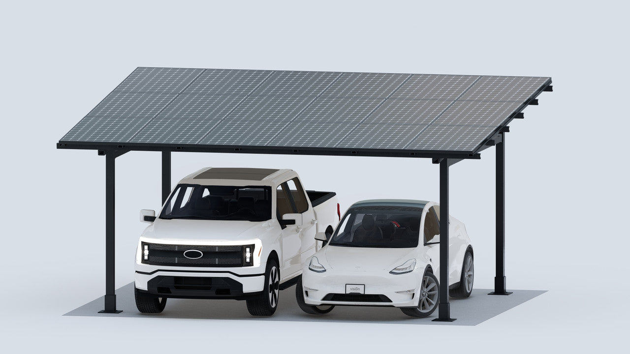 Chiko USA Premier Residential Steel Carport | Black | Solar Pergola | Solar Gazebo