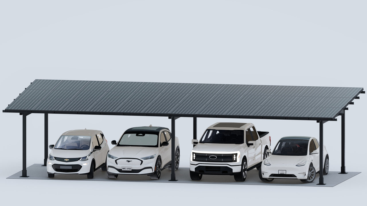 Chiko USA Premier Residential Steel Carport | Black | Solar Pergola | Solar Gazebo